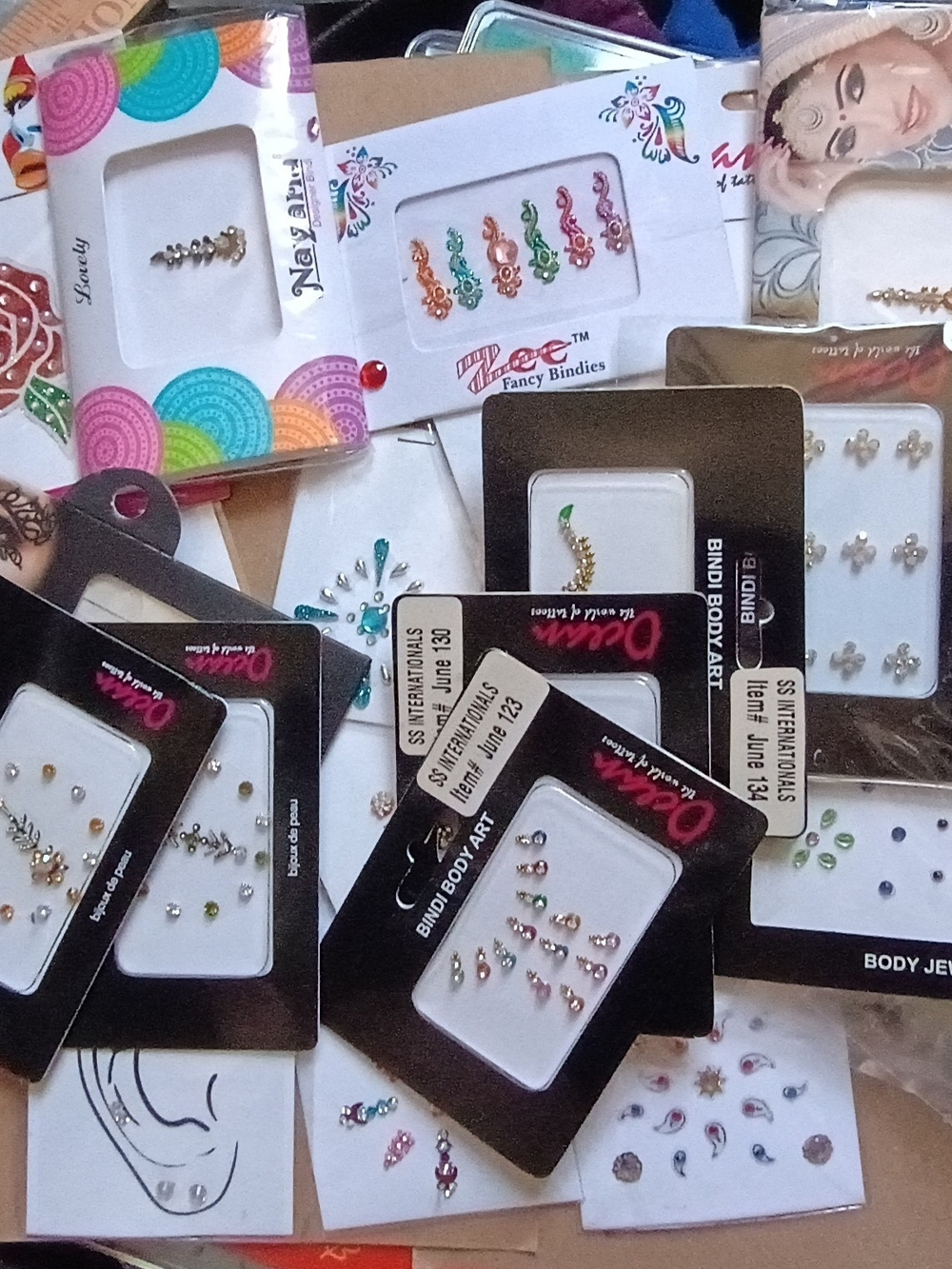 30 Pks - Mixture Of Self Adhesive Tattoos and Crystals Jewels Various Brands